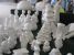 A picture of white ceramic Christmas decorations